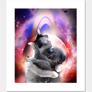 Space Cat Hugging Koala Posters and Art